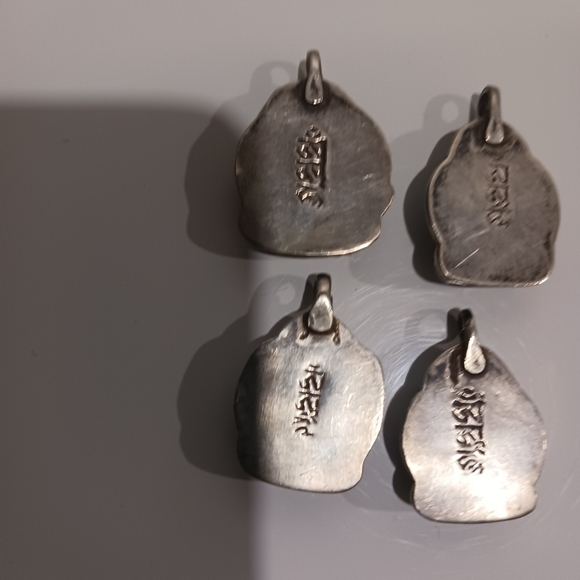 Set of 4 Vintage Silver Buddhist Pendants - Picture 2 of 3